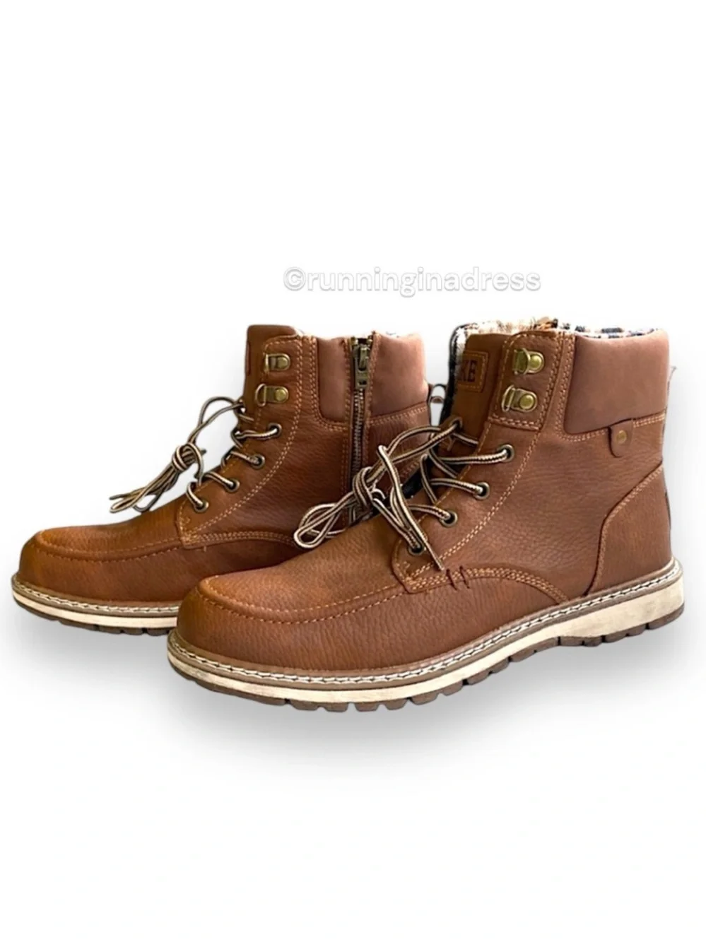 NWT BKE Buckle Midtown Cognac Brown Faux Leather Zip Wedge Boots Men’s Size 10